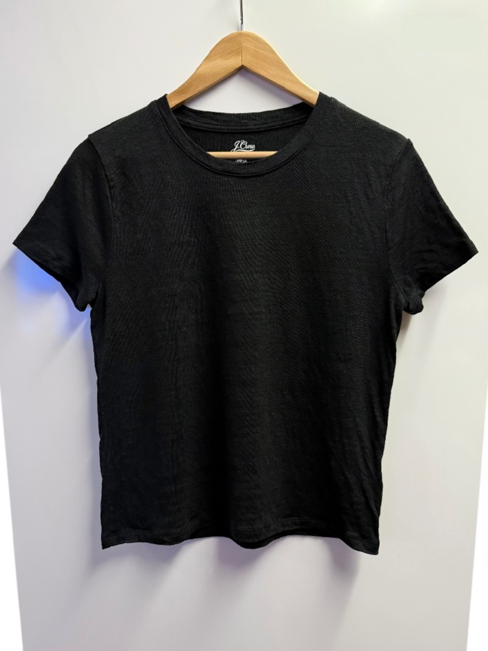 J Crew Relaxed Linen Crewneck Tee Black S